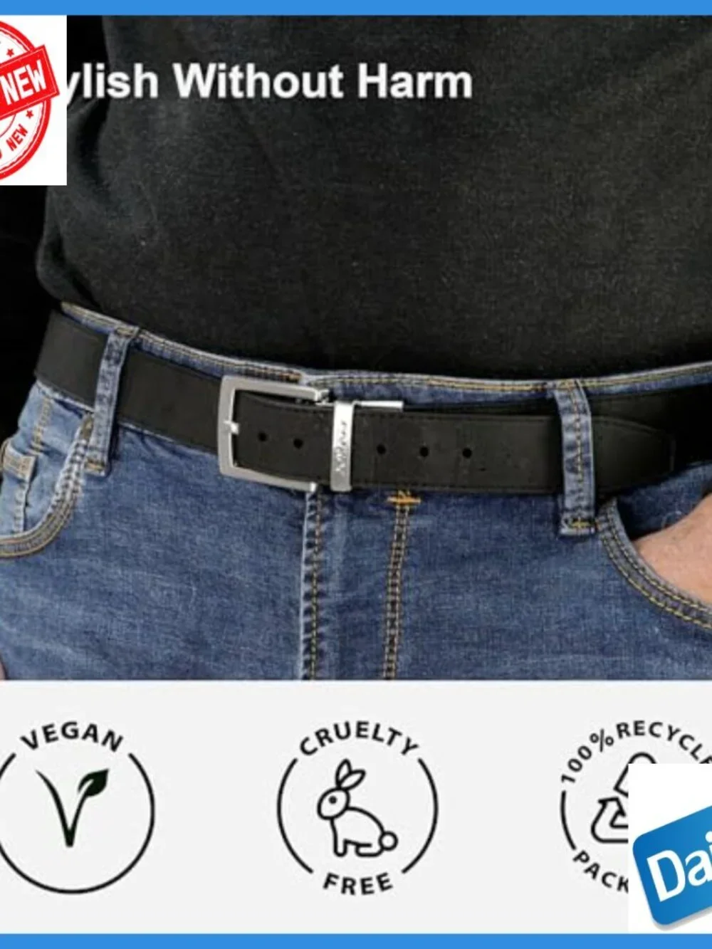 Reversible Vegan Leather Dress Belt 30mm Wide Adjustable Eco-Friendly